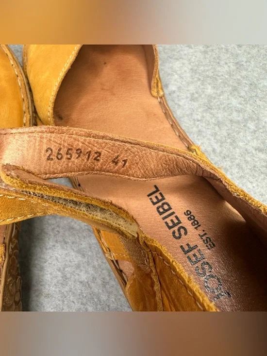 Josef Seibel Rosalie 42 Leather Sandals in Color Mango Floral Sole Women Size 41 - Picture 8 of 10